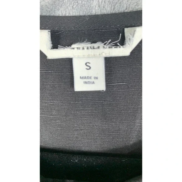 Banana Republic Embroidered Tencel Linen Mini Dress Black Shift Tassel Sz S $198 - Picture 7 of 10